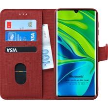 Microsonic Xiaomi Mi Note 10 Pro Kılıf Fabric Book Wallet Kırmızı