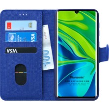 Microsonic Xiaomi Mi Note 10 Pro Kılıf Fabric Book Wallet Lacivert