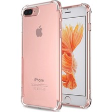 Guesche Apple iPhone 7 Plus Şeffaf Airbag Antishock Silikon Kılıf + Tampeli Ekran Koruyucu Cam