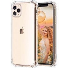 Guesche Apple iPhone 11 Pro Max Şeffaf Airbag Antishock Silikon Kılıf + Tampeli Ekran Koruyucu Cam