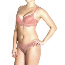 DoReMi Kadın Push Up Sütyen Takım Somon Renkli Balenli ve Dolgulu Özellikte