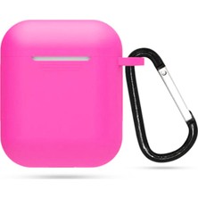 Coverzone Apple Airpods Kılıf Kancalı Silikon Fuşya