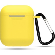 Coverzone Apple Airpods Kılıf Kancalı Silikon Sarı