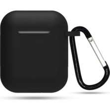 Coverzone Apple Airpods Kılıf Kancalı Silikon Siyah
