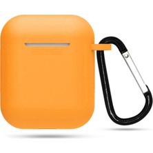 Coverzone Apple Airpods Kılıf Kancalı Silikon Turuncu