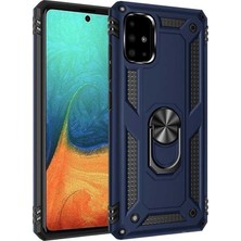 Coverzone Samsung Galaxy S10 Lite Kılıf Shockproof Standlı Yüzük Tutuculu Mega Case Vega100 Mavi