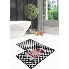 Chilai Home Mr Raccoon 2'li Set Banyo Halısı, Paspas Kaymaz Tabanlı Djtbanyo