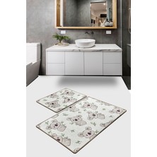 Chilai Home Koala Ekru 2'li Set Banyo Halısı, Paspas Kaymaz Tabanlı Djtbanyo