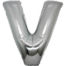 White Süs Folyo Balon Harf V Gümüş 16" 40 cm