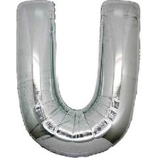 White Süs Folyo Balon Harf U Gümüş 16" 40 cm