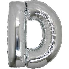 White Süs Folyo Balon Harf D Gümüş 16" 40 cm