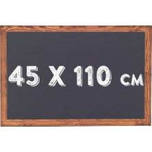 Chalky Kara Tahta Ahşap Çerçeveli Tebeşir Yazı Tahtası 45 x 110 cm Siyah