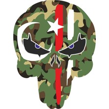 Sticker Fabrikası Kuru Kafa Türk Bayraklı Sticker 00011