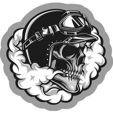 Sticker Fabrikası Kasklı Kuru Kafa Kurukafa Sticker 00015