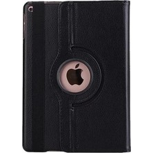 TahTicMer iPad Pro 12.9 3. Nesil A1876 A1895 Kılıf Deri Uyku Modlu 360° Dönerli Standlı Komple Koruma Siyah