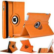 TahTicMer iPad 2-3-4 Kılıf Deri Uyku Modlu 360° Dönerli Standlı Komple Koruma 9.7" Turuncu