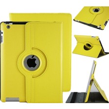 TahTicMer iPad 2-3-4 Kılıf Deri Uyku Modlu 360° Dönerli Standlı Komple Koruma 9.7" Sarı