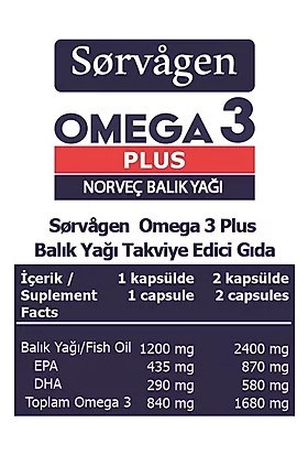 Sorvagen Omega 3 Plus Norveç Balık Yağı 60 Kapsül