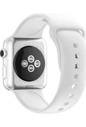 Mahzen Apple Watch Uyumlu Seri 5/4/3/2/1 Silikon Spor Kordon 42mm /44mm Beyaz