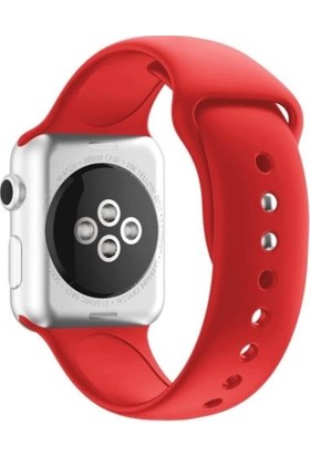 Mahzen Apple Watch Uyumlu Seri 5/4/3/2/1 Silikon Spor Kordon 42mm /44mm Kırmızı