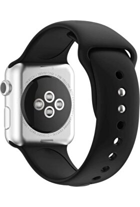 Mahzen Apple Watch Uyumlu Seri 5/4/3/2/1 Silikon Spor Kordon 42mm /44mm Siyah