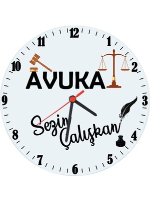 Biresimden Avukata Hediye Isimli Ofis Cam Duvar Saati