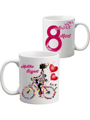 Biresimden 8 Mart Isim Baskılı Kupa Bardak