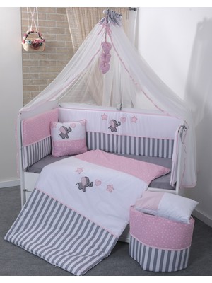 Mini Baby Acqua Pembe Bebek Uyku Seti + Cibinlik ve Aparatı