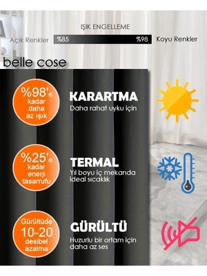 Belle Cose Blackout Karartma Country Yeşil Fon Perde 140 x 260 cm Tek Kanat