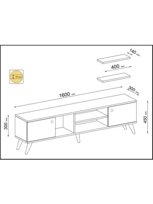 Mbes Mobilya Mbes Mobiya  Esin BeyazAtlantik 160 cm Tv Ünitesi