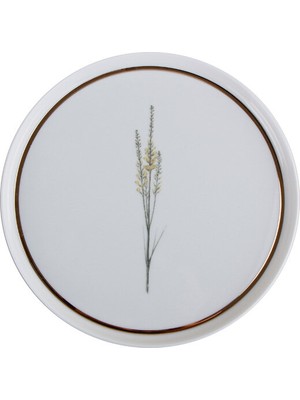 Porland 21 cm Botanical Desen Düz Tabak Alumilite Porselen Zarif Çiçek Desenli