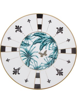 Porland Palms Düz Tabak 21 cm Alumilite Porselen Geometrik Desenli Şık Tasarım