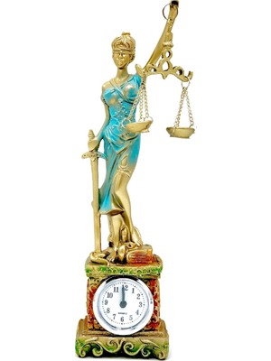 Dünyadan Hediyeler Saatli Adalet Terazisi Heykeli