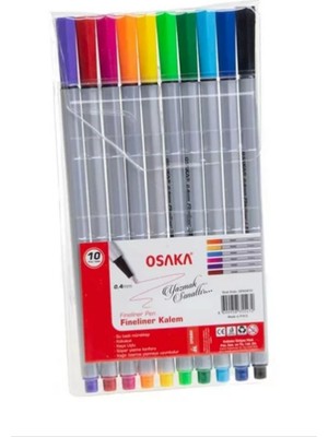 Osaka Fineliner Pen Renkli Keçeli Kalem Set 0.4 mm 10'lu