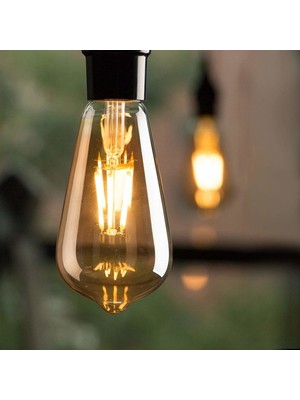 Edison ST64 Flamanlı 6 W Rustik LED Ampul Dekoratif Vintage Aydınlatma Gün Işığı 5'li