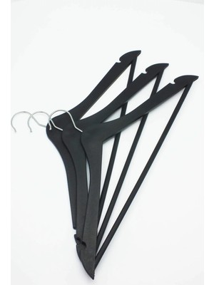 Vip Home Concept Ahşap Görünümlü Plastik Elbise Askısı 12 Adet Siyah Renk Döner Başlıklı