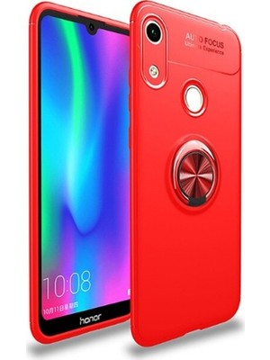 Tekno Grup Huawei Y6S 2019 Kılıf Ultra Korumalı Yüzüklü Manyetik Ravel Silikon Kırmızı + Cam Ekran Koruyucu