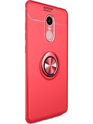 Tekno Grup Huawei Mate 10 Lite Kılıf Ultra Korumalı Yüzüklü Manyetik Ravel Silikon Kırmızı + Nano Ekran Koruyucu