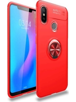 Tekno Grup Xiaomi Redmi Note 7 Kılıf Ultra Korumalı Yüzüklü Manyetik Ravel Silikon Kırmızı + Nano Ekran Koruyucu