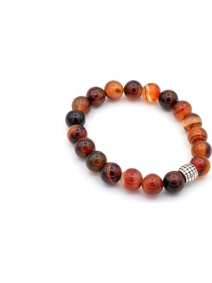 Murty99 Hakiki Doğal Çizgili Kırmızı Akik Bileklik