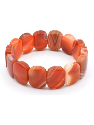 Hakiki Doğal Çizgili Kırmızı Akik Bileklik