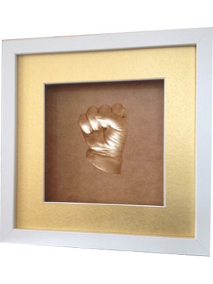 Küçük İzler Beyaz Çerçeveli, Aljinat ile 3 boyutlu Çocuk El İzi Heykeli Kalıp Seti