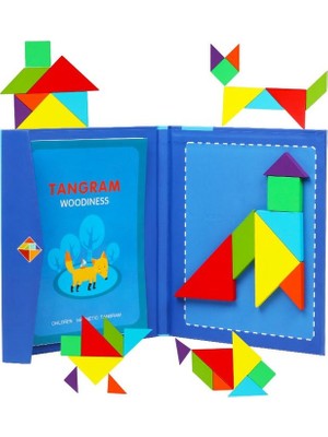 Piramigo Ahşap Mıknatıslı Puzzle Yapboz + Tangram Kitabı Eğitici Oyuncak 2 - 4 Yaş