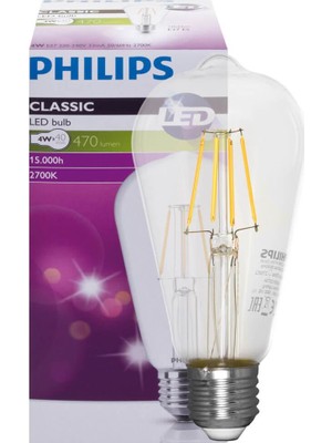 Philips Rustik LED Ampul E-27 Sarı Işık 4 W