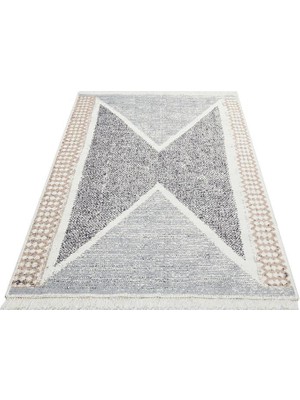 Eko Halı Arya Ar 02 Grey Gri Yıkanabilir Pamuk Çift Taraflı Kilim 80 x 150 cm