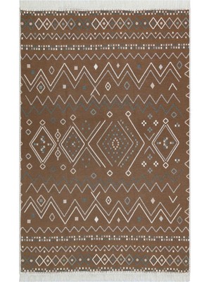 Eko Halı Arya Ar 05 Beige Blue Bej Mavi Yıkanabilir Pamuk Kilim 80 x 150 cm