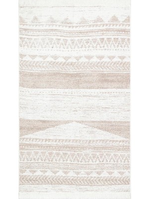 Eko Halı Arya Ar 06 Natural Yıkanabilir Pamuk Etnik Desen Kilim 80 x 150 cm