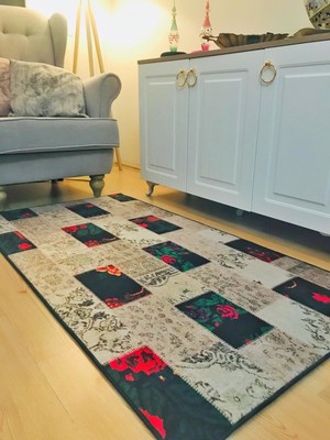 Halı Vagonu Patchwork Karabağ 04 11mm Dijital Baskılı Halı 175 x 250 cm