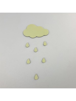 Faami Style Fosforlu Bulut + 6 Adet Yağmur Tanesi Duvar Süsü