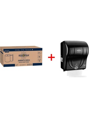 Rulopak 21 cm Hareketli Havlu 5 kg + Rulopak 21 cm Havlu Makinesi - Siyah